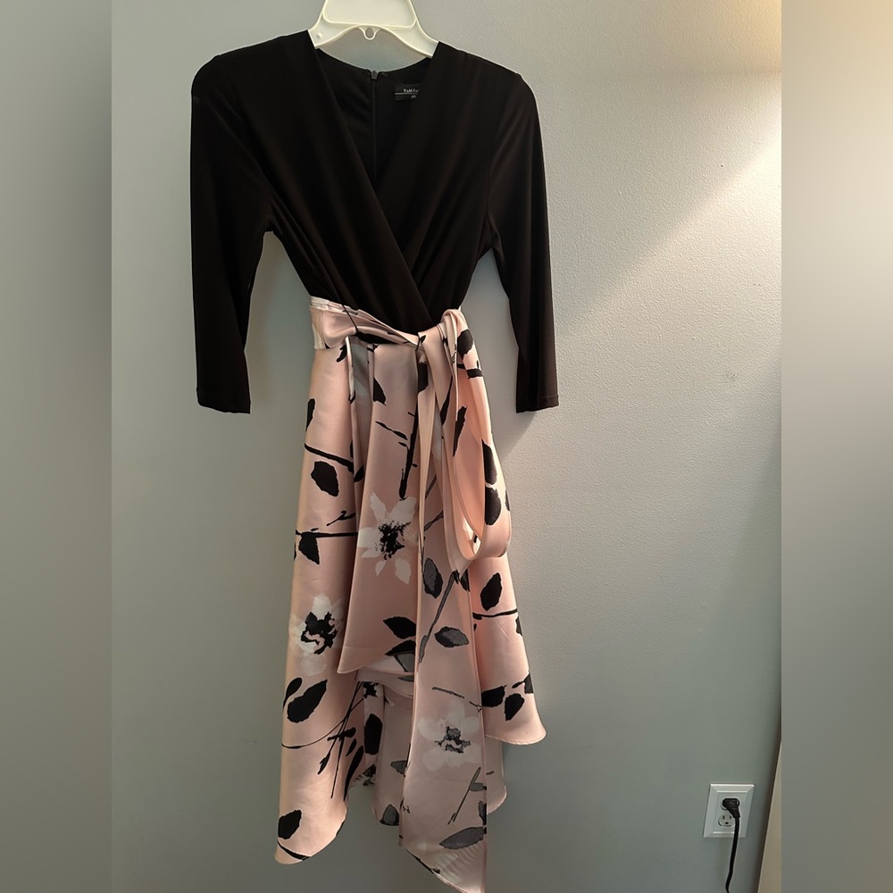 R&M Richards Pink Fit and Flare V-Neck Dress